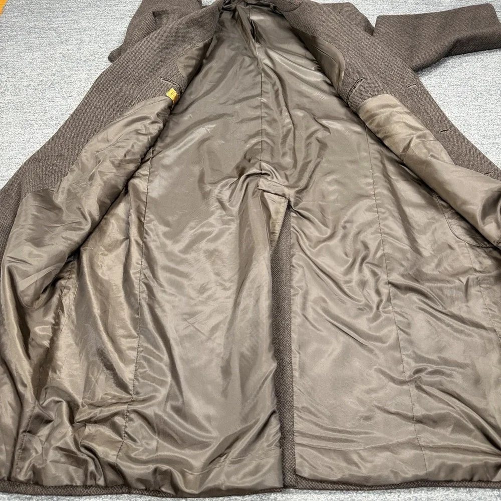 Vintage Bernhard Altmann Coat Men 44R Brown Wool Overcoat Classic Pockets Formal